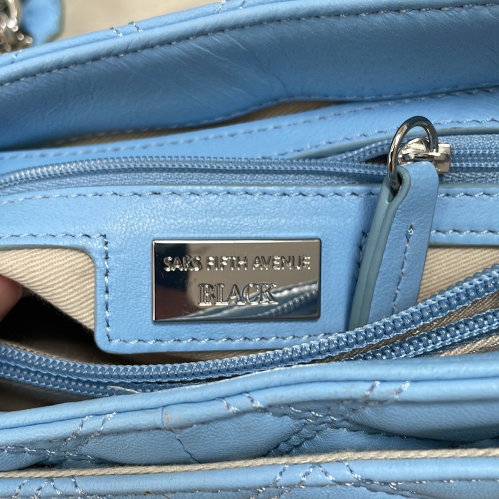 Saks Fifth Avenue Quilted Light Blue Purse - Picture 7 of 7